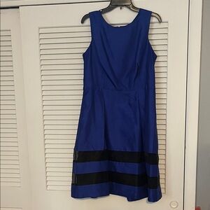 R&K Royal Blue and Black Midi Dress 12 Satiny Sleeveless